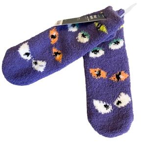 Purple Halloween soft fleece socks booties